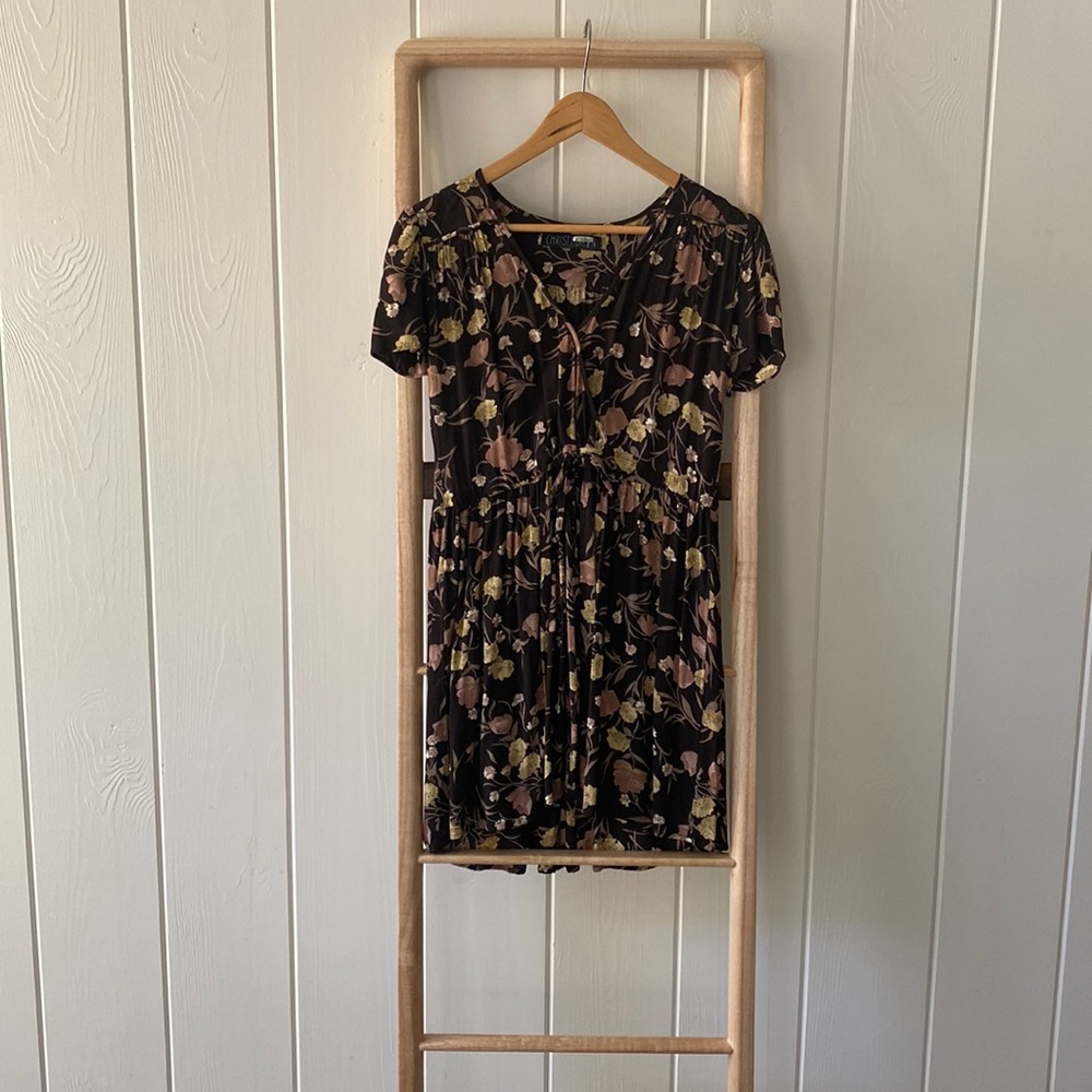 Christy Dawn Black and Yellow Floral Mini Dress